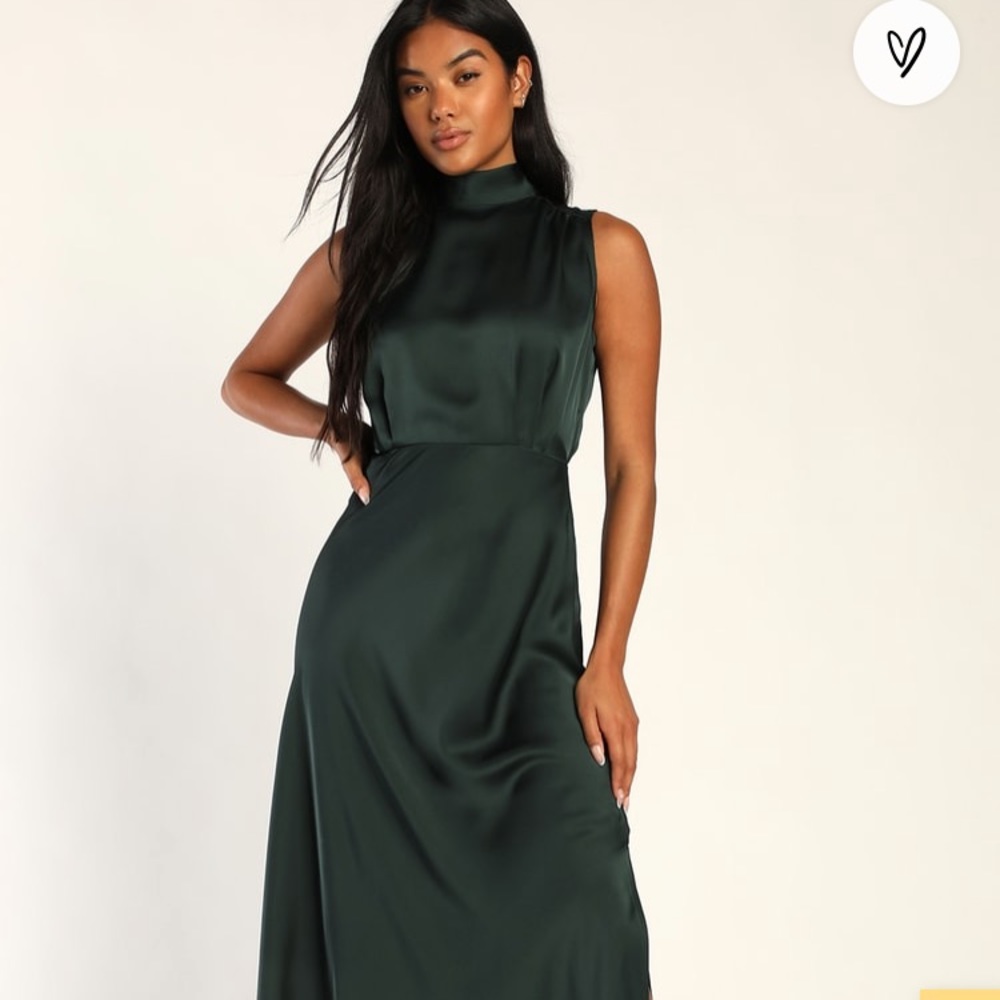 Lulus Classic Elegance Green Satin Sleeveless Maxi